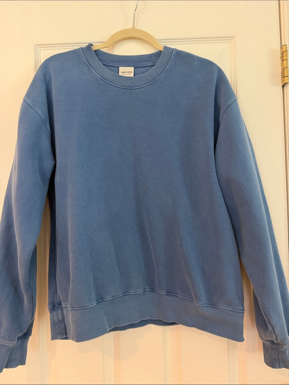 Aritzia Womens Perfect Fit Sweatfleece Blue Crewneck Sweatshirt, Size L